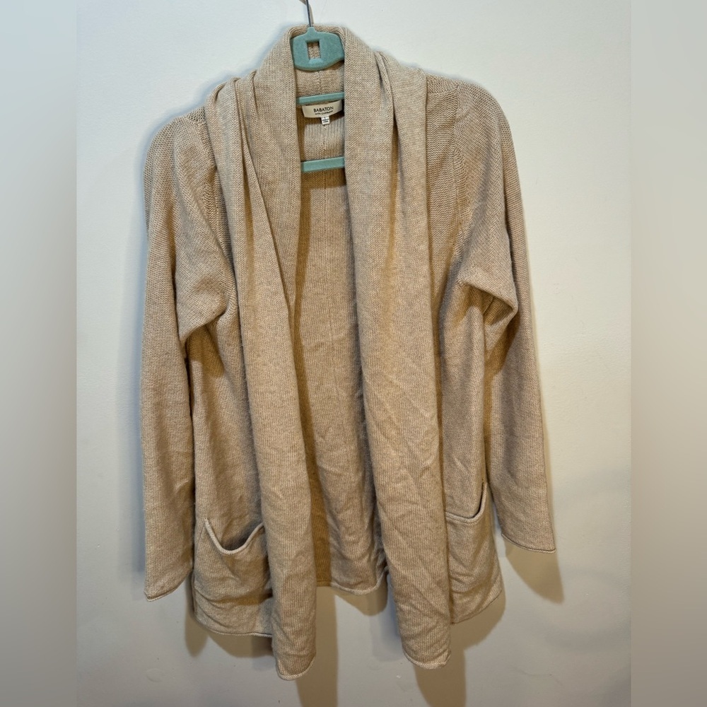 Babaton Beekman Wool‎ Cashmere Open Front Cardigan Size L